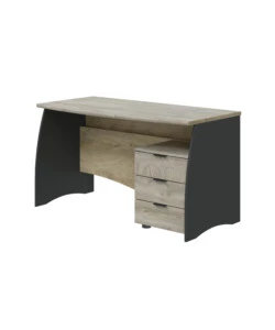 SCRIVANIA CON CASSETTI GRIGIA E ROVERE, 136X67X74 CM